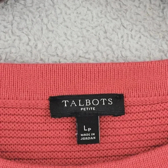 Talbots Womens Boat neck Size LP Coral Button Shoulder Sweater 21CT - Picture 4 of 7